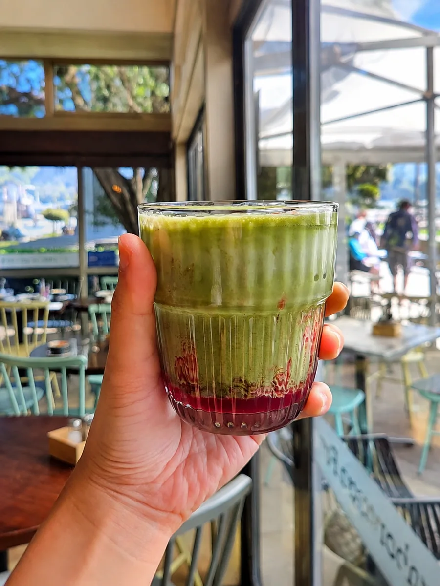 A layered green drink at Scarborough Fare